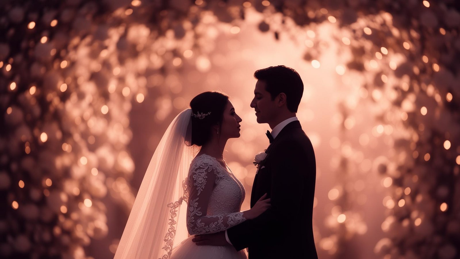 Casal em cerimônia de casamento